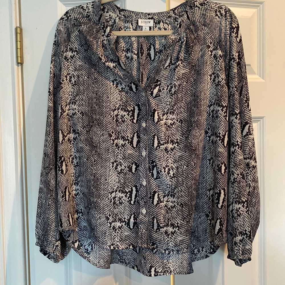 J Crew Snakeskin Print Blouse Size Large